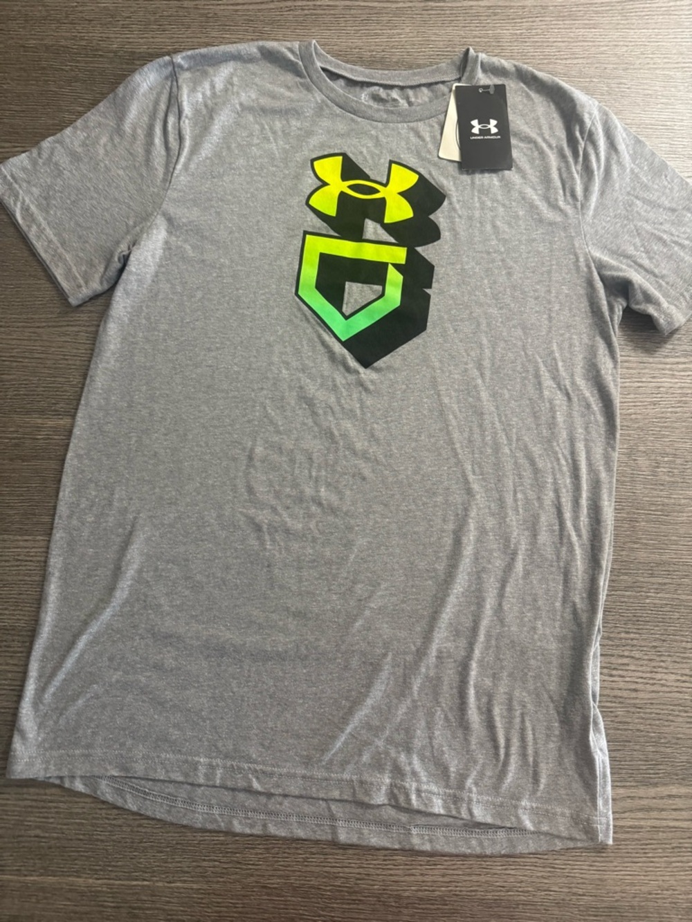 Under Armour Boys Baseball Gradient Icon Graphic T-Shirt Size YXL Gray
